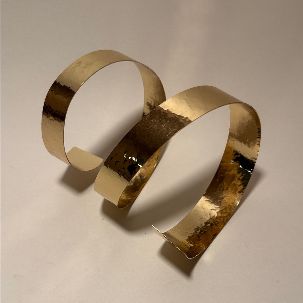 Gold Hammered Cuff Upper Arm Bracelet Armlet